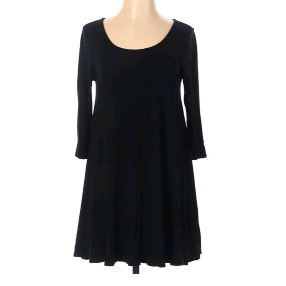 AmericanEagle Open Back Black Flowy Long Sleeve Dress sz S Womens